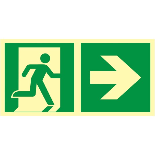 ZNAK EWAKUACYJNY - KIERUNEK DO WYJŚCIA EWAKUACYJNEGO - W PRAWO - AAE 107 CE PS