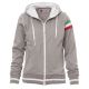 BLUZA NA ZAMEK Z KAPTUREM KANSAS - SZARY-BIAŁY