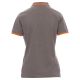 KOSZULKA POLO KRÓTKI RĘKAW SKIPPER LADY MELANGE - SZARY POPIELATY MELANŻ-POMARAŃCZOWY