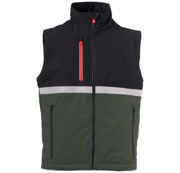 BEZRĘKAWNIK SOFTSHELL WISE VEST LITE PAD - LEŚNA ZIELEŃ-CZARNY