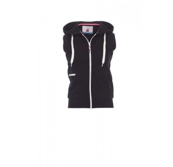 BLUZA BEZ RĘKAWÓW Z KAPTUREM ROZPINANA DAMSKA BOXER+LADY - CZARNY