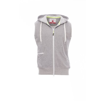 BLUZA BEZ RĘKAWÓW Z KAPTUREM ROZPINANA MĘSKA BOXER+ MELANGE - SZARY MELANŻ
