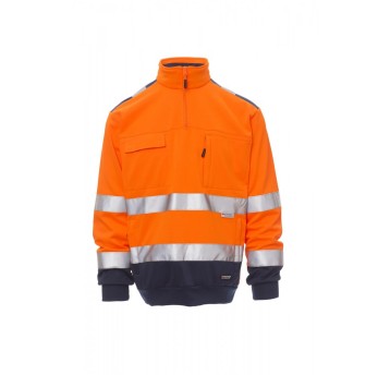 BLUZA KRÓTKI ZAMEK BŁYSKAWICZNY ODBLASKOWA MĘSKA VISION - POMARAŃCZOWY FLUO/GRANATOWY