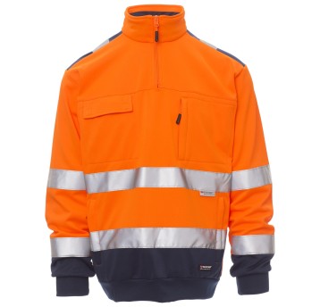 BLUZA NA ZAMEK KRÓTKI VISION - POMARAŃCZOWY FLUO-GRANATOWY