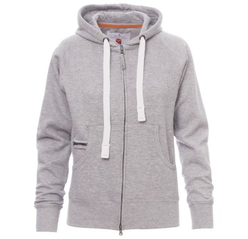 BLUZA NA ZAMEK Z KAPTUREM DALLAS+LADY MELANGE - SZARY MELANŻ