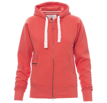 BLUZA NA ZAMEK Z KAPTUREM DALLAS+LADY - ŻYWY KORALOWY