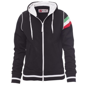 BLUZA NA ZAMEK Z KAPTUREM KANSAS - CZARNY-BIAŁY