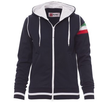 BLUZA NA ZAMEK Z KAPTUREM KANSAS - GRANATOWY-BIAŁY