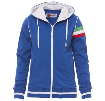 BLUZA NA ZAMEK Z KAPTUREM KANSAS - KRÓLEWSKI NIEBIESKI-BIAŁY