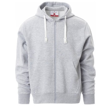 BLUZA NA ZAMEK Z KAPTUREM PORTLAND MELANGE - SZARY MELANŻ