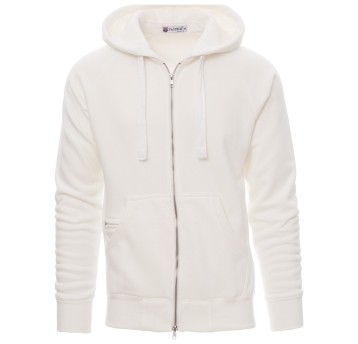 BLUZA NA ZAMEK Z KAPTUREM URBAN - BIAŁY MELANŻ