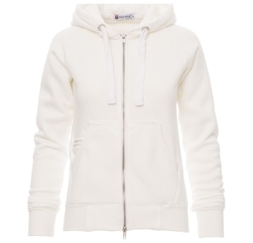 BLUZA NA ZAMEK Z KAPTUREM URBAN LADY - BIAŁY MELANŻ