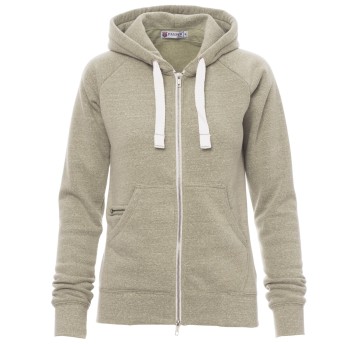 BLUZA NA ZAMEK Z KAPTUREM URBAN LADY - ZIELONY WOJSKOWY MELANŻ