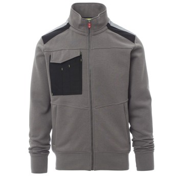 BLUZA NA ZAMEK Z KAPTUREM WORK 2.0 - ZADYMIONY