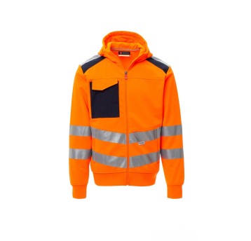 BLUZA OSTRZEGAWCZA ROZPINANA MĘSKA LEADER - POMARAŃCZOWY FLUO/GRANATOWY