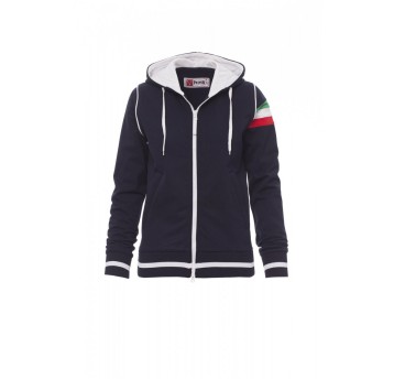 BLUZA Z KAPTUREM ROZPINANA DAMSKA KANSAS - GRANATOWY/BIAŁY