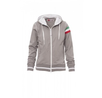 BLUZA Z KAPTUREM ROZPINANA DAMSKA KANSAS - SZARY/BIAŁY