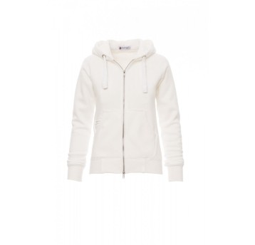 BLUZA Z KAPTUREM ROZPINANA DAMSKA URBAN LADY - BIAŁY MELANŻ