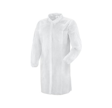 FARTUCH OCHRONNY JEDNORAZOWY PP BIAŁY RZEPY PP-U-02 LAB COAT - BIAŁY