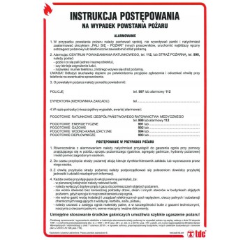 INSTRUKCJA PPOŻ - INSTRUKCJA POSTĘPOWANIA W PRZYPADKU POWSTANIA POŻARU - DB 003 DN CN