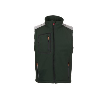 KAMIZELKA OCIEPLANA SOFTSHELL MĘSKA STREAM PAD VEST - LEŚNA ZIELEŃ/CZARNY