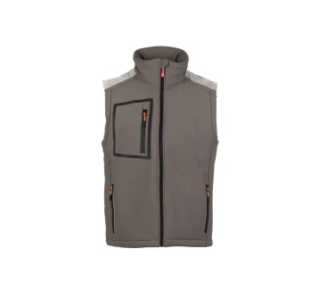 KAMIZELKA OCIEPLANA SOFTSHELL MĘSKA STREAM PAD VEST - ZADYMIONY/CZARNY