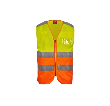 KAMIZELKA ODBLASKOWA ROZPINANA ACE - ŻÓŁTY FLUO / POMARAŃCZOWY FLUO