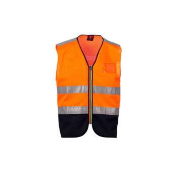 KAMIZELKA ODBLASKOWA ROZPINANA ACK MESH - POMARAŃCZOWY FLUO/GRANATOWY
