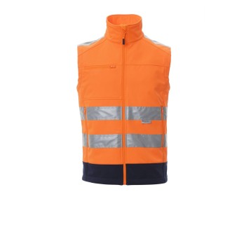 KAMIZELKA ODBLASKOWA SOFTSHELL MĘSKA TRAFFIC - POMARAŃCZOWY FLUO/GRANATOWY