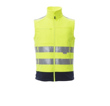 KAMIZELKA ODBLASKOWA SOFTSHELL MĘSKA TRAFFIC - ŻÓŁTY FLUO/GRANATOWY
