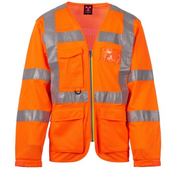 KAMIZELKA OSTRZEGAWCZA LONG EXO MESH - POMARAŃCZOWY FLUO