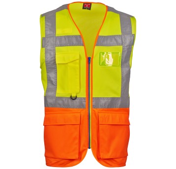 KAMIZELKA ROBOCZA EXTRA - ŻÓŁTY FLUO - POMARAŃCZOWY FLUO