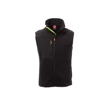 KAMIZELKA SOFTSHELL MĘSKA TOUR - CZARNY/CZARNY-ŻÓŁTY FLUO