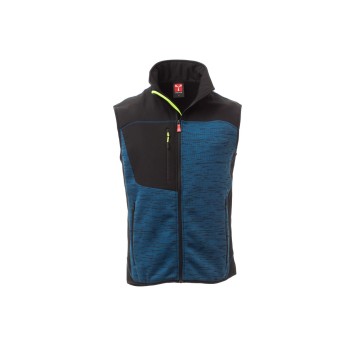 KAMIZELKA SOFTSHELL MĘSKA TOUR - NIEBIESKI MELANŻ/CZARNO-ŻÓŁTY FLUO