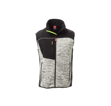 KAMIZELKA SOFTSHELL MĘSKA TOUR - SZARY MELANŻ/CZARNO-ŻÓŁTY FLUO