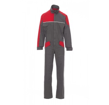 KOMBINEZON ROBOCZY MĘSKI PROMOTECH - SZARY STALOWY/CZERWONY