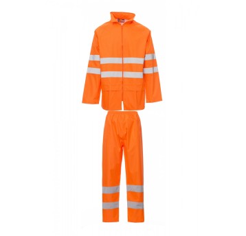 KOMPLET PRZECIWDESZCZOWY ODBLASKOWY PU HI-VI RAINSET - POMARAŃCZOWY FLUO