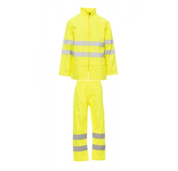 KOMPLET PRZECIWDESZCZOWY ODBLASKOWY PU HI-VI RAINSET - ŻÓŁTY FLUO