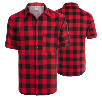 KOSZULA FLANELOWA KRÓTKI RĘKAW CZERWONA