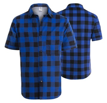 KOSZULA FLANELOWA KRÓTKI RĘKAW NIEBIESKA