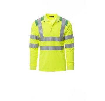 KOSZULKA ODBLASKOWA POLO Z DŁGUIM RĘKAWEM MĘSKA GUARD+WINTER - ŻÓŁTY FLUO/ŻELOWY ZIELONY
