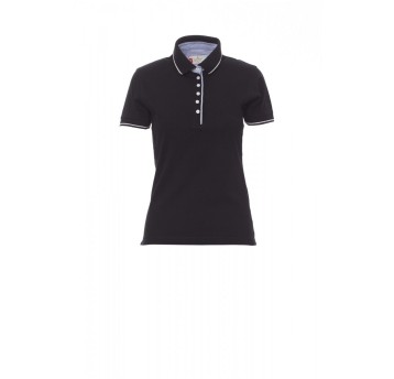 KOSZULKA POLO DAMSKA LEEDS - CZARNY/BIAŁY