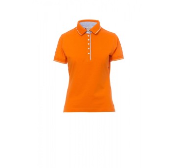 KOSZULKA POLO DAMSKA LEEDS - POMARAŃCZOWY/BIAŁY