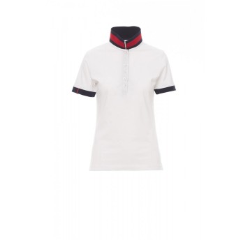 KOSZULKA POLO DAMSKA MEMPHIS LADY - BIAŁY/CZERWONO-NIEBIESKI