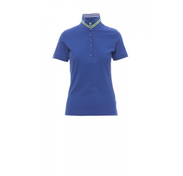 KOSZULKA POLO DAMSKA NAUTIC LADY - NAUTYCZNY KRÓLEWSKI NIEBIESKI/BIAŁO-ŻÓŁTY FLUO
