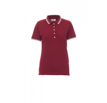 KOSZULKA POLO DAMSKA SKIPPER LADY - BORDOWY/BIAŁY