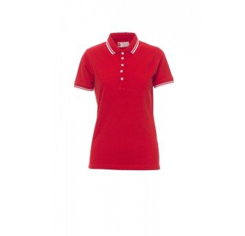 KOSZULKA POLO DAMSKA SKIPPER LADY - CZERWONY/BIAŁY