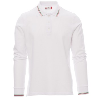KOSZULKA POLO DŁUGI RĘKAW AVIAZIONE - BIAŁY-WŁOCHY