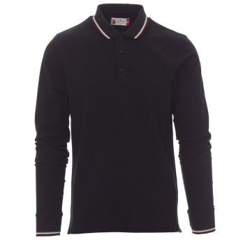 KOSZULKA POLO DŁUGI RĘKAW AVIAZIONE - CZARNY-WŁOCHY