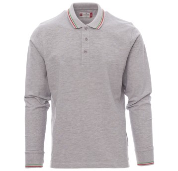 KOSZULKA POLO DŁUGI RĘKAW AVIAZIONE MELANGE - SZARY MELANŻ-WŁOCHY